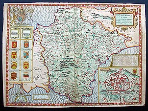 John Speed Devon map  dated 1627 featuring Buckland